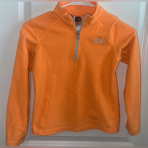 The North Face Girls SP 7/8 Orange Fleece Pullover - Picture 1 of 4